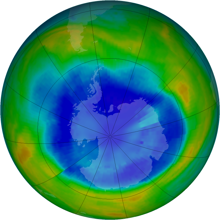 Antarctic ozone map for 06 September 2004